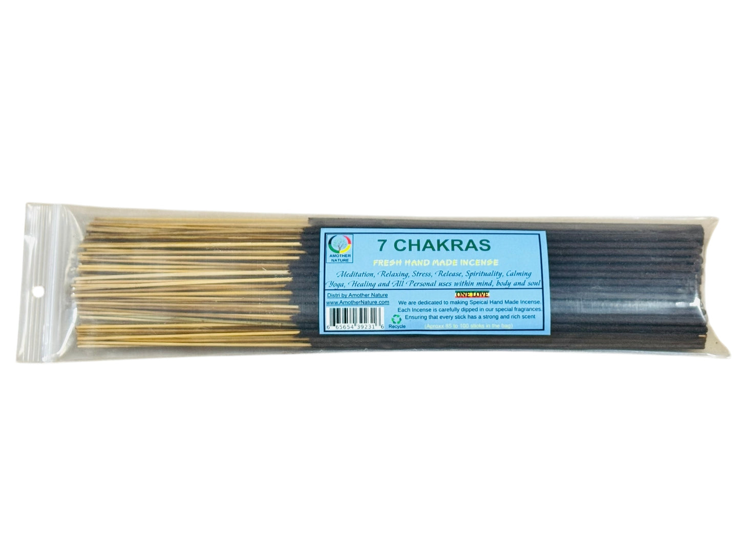 7 Chakras Incense -Fresh Hand Made (85-100 Sticks per Pack)- (4 Packs) @ $2.99/pack