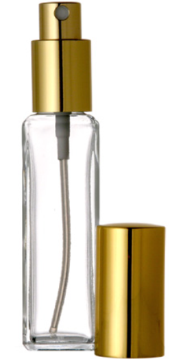 1 oz Tall Square Bottle With Gold Sprayer