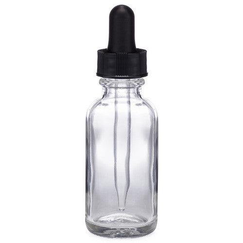 1 oz Boston Round Clear Bottle With Dropper