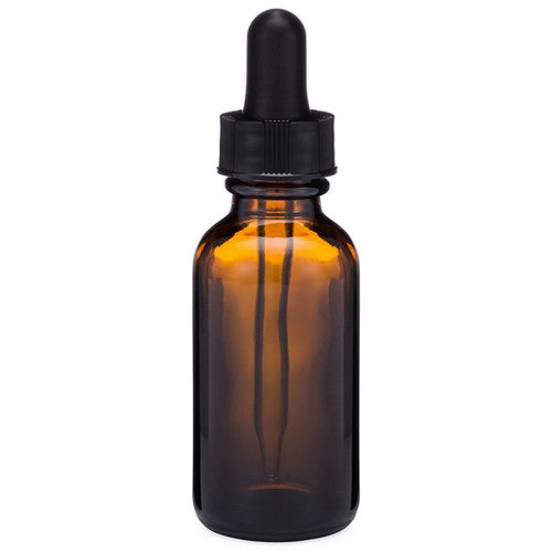 1 oz Boston Round Amber Bottle With Dropper