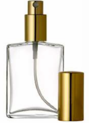 2 oz Flat Rectangle Bottle With Gold Sprayer