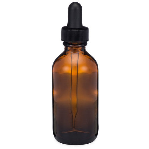2 oz Boston Round Amber Bottle with dropper