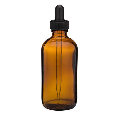 4 oz Boston Round Amber Bottle with dropper