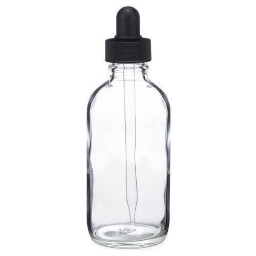 4 oz Boston Round Clear Bottle with dropper