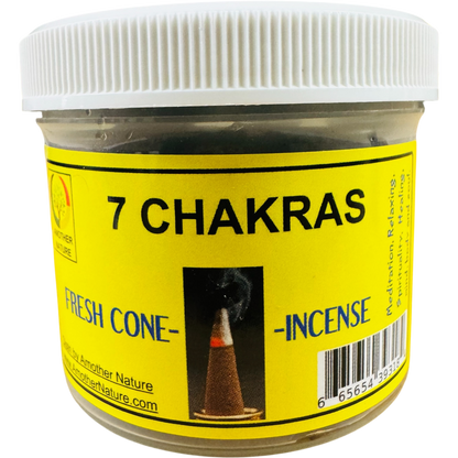 7 CHAKRAS- Cone Incense Fresh Hand Made -(4 Jars) @ $2.99/jar