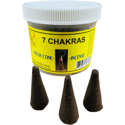 7 CHAKRAS- Cone Incense Fresh Hand Made -(4 Jars) @ $2.99/jar