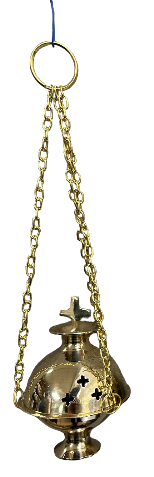 Traditional Charcoal Resin Burner Hanging Chain with Cross -(Small Size) -(4 Pieces) @ $7.75/each