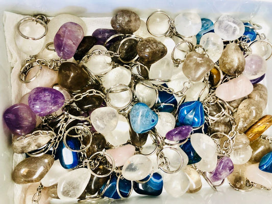 Key Chain Tumble Stone Mix -(12 Pieces) @ $1.89/each