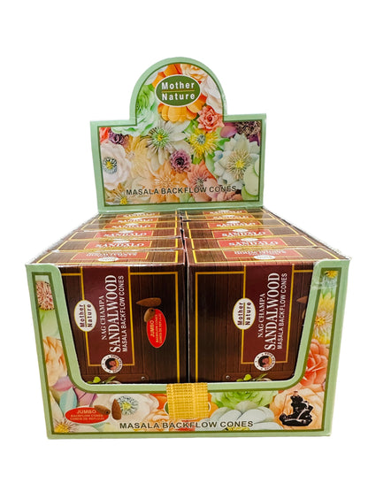 Sandalwood Backflow Cone Incense (12 Packs Per Box)