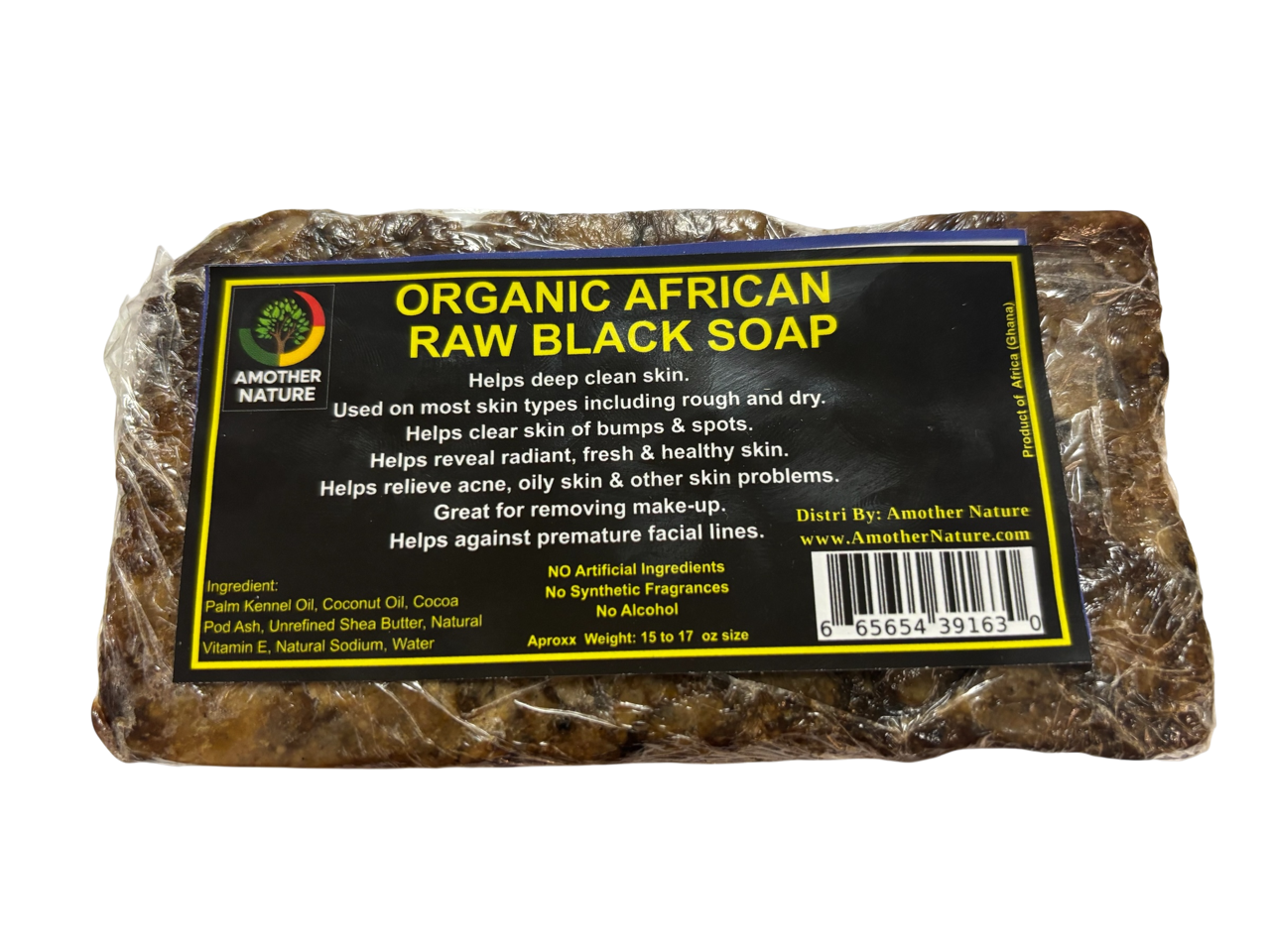 African Raw Black Soap- Master Case (13-17 Ounce Size Bar)- (36 Bars) @ $2.83/each